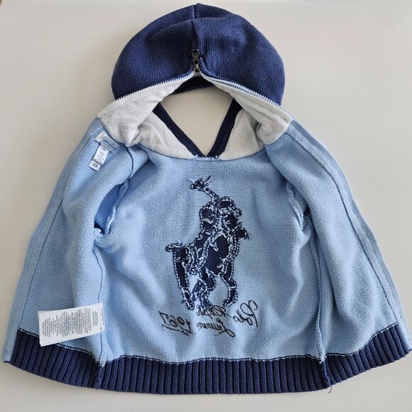Ralph Lauren Baby Boys Big Pony Cotton Hoodie Sweater – Size 18M, Blue - Picture 4 of 8